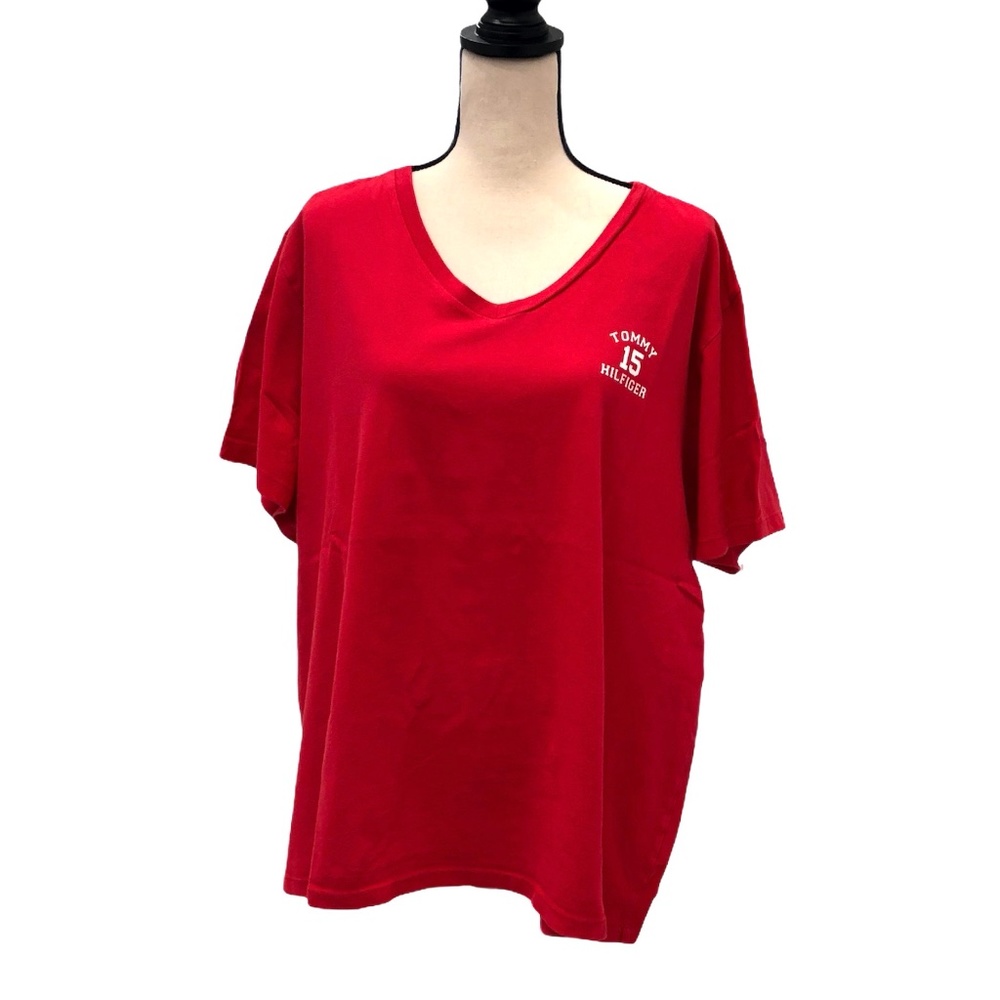 TOMMY HILFIGER WOMAN RED V NECK SHORT SLEEVE T SHIRT SIZE 3X